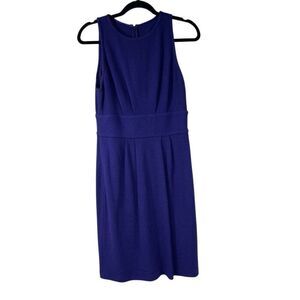 St. John Peacock Purple Santana Knit Banded Waist Dress‎ Sz 6 Women’s